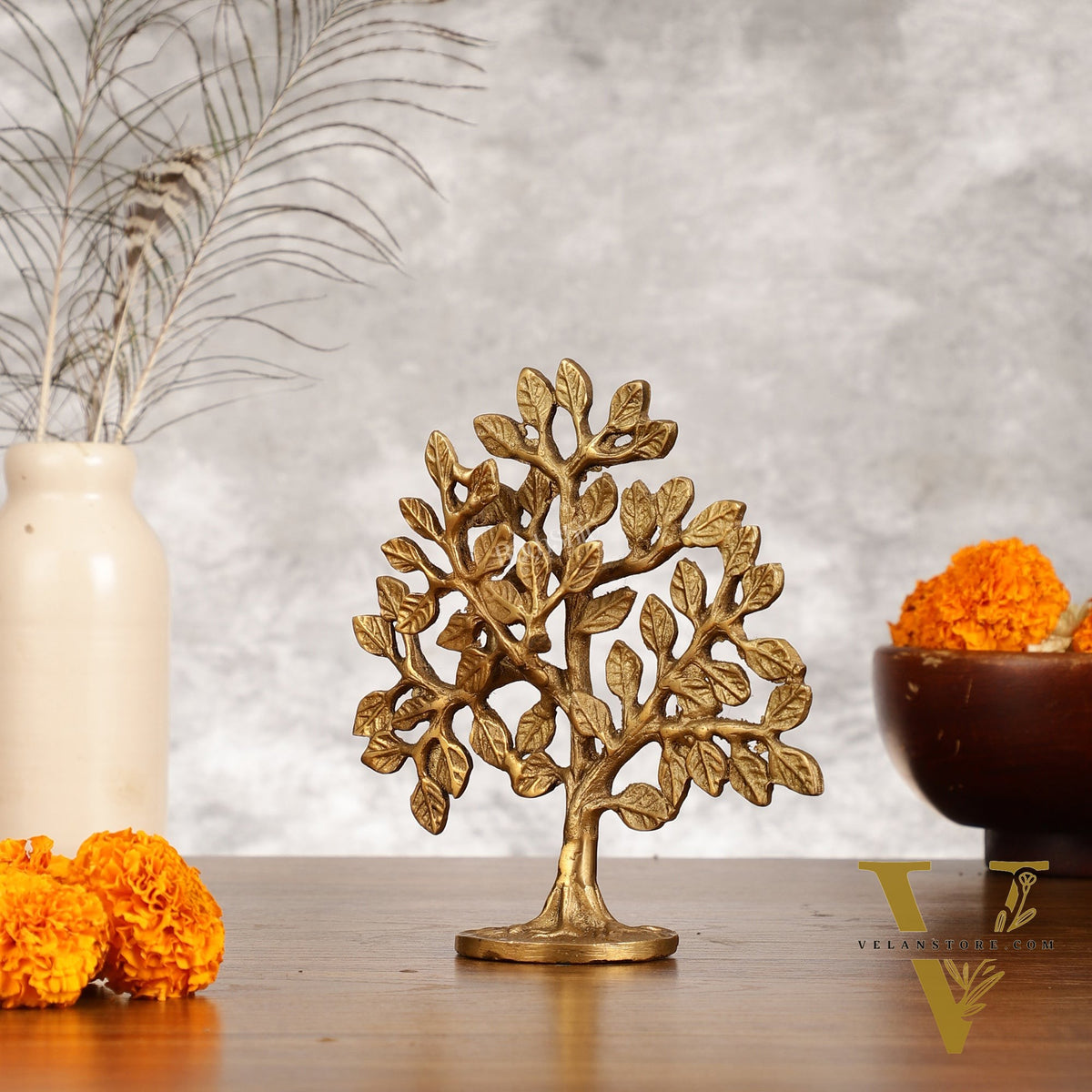 Pure Brass Handcrafted Kalpavriksha Tree - Table Standing 6"