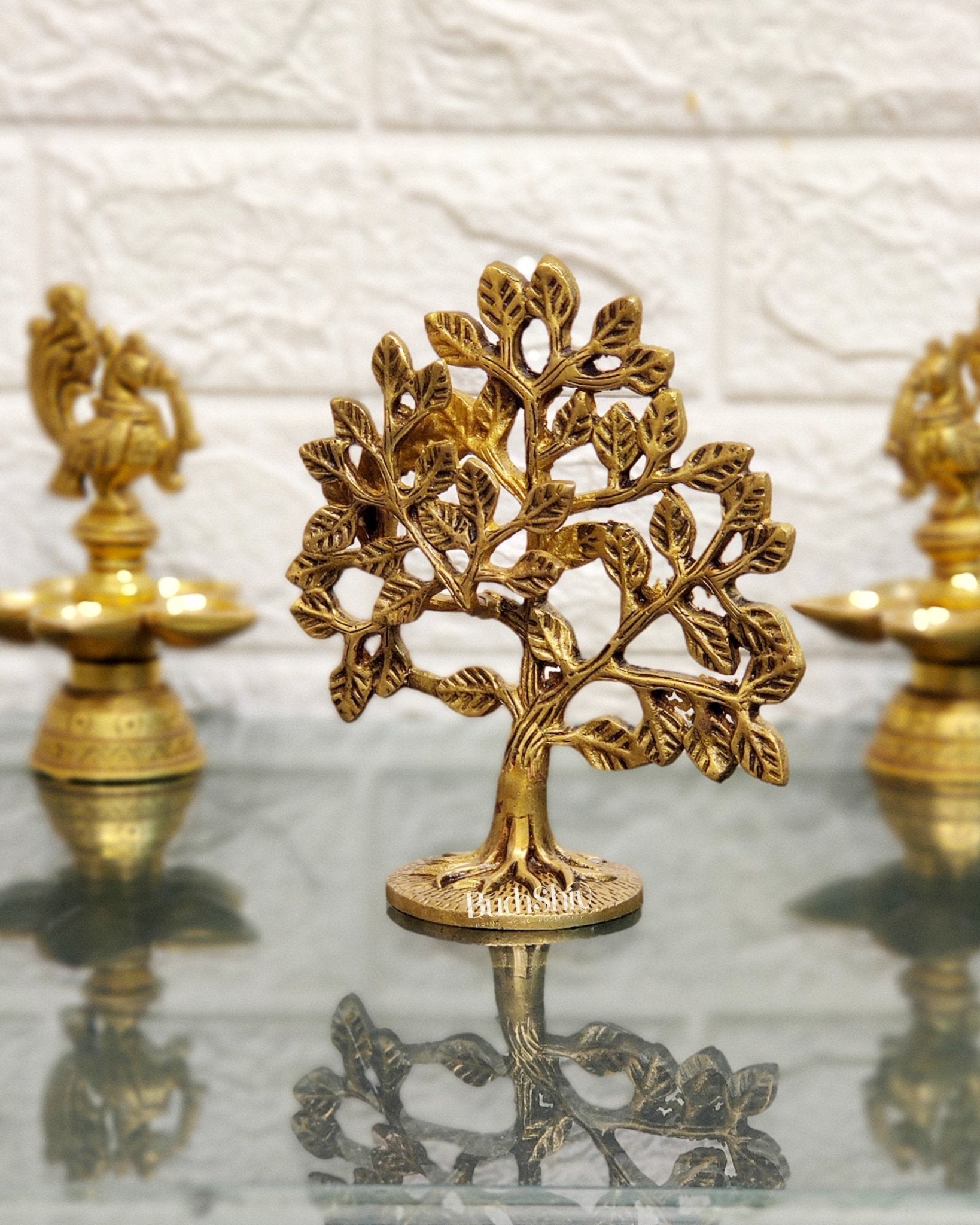 Pure Brass Handcrafted Kalpavriksha Tree - Table Standing 6"