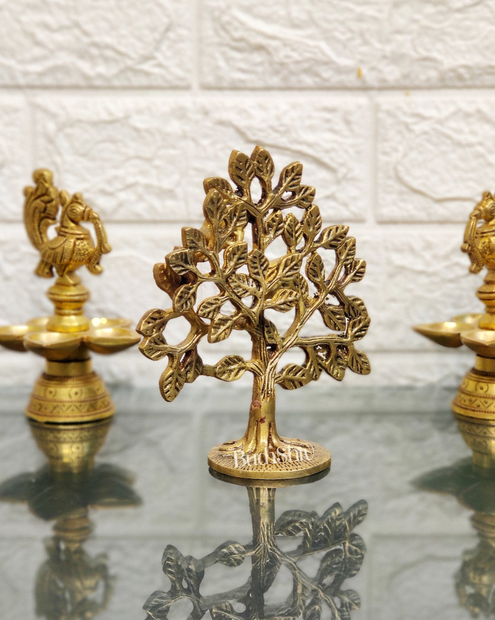 Pure Brass Handcrafted Kalpavriksha Tree - Table Standing 6"