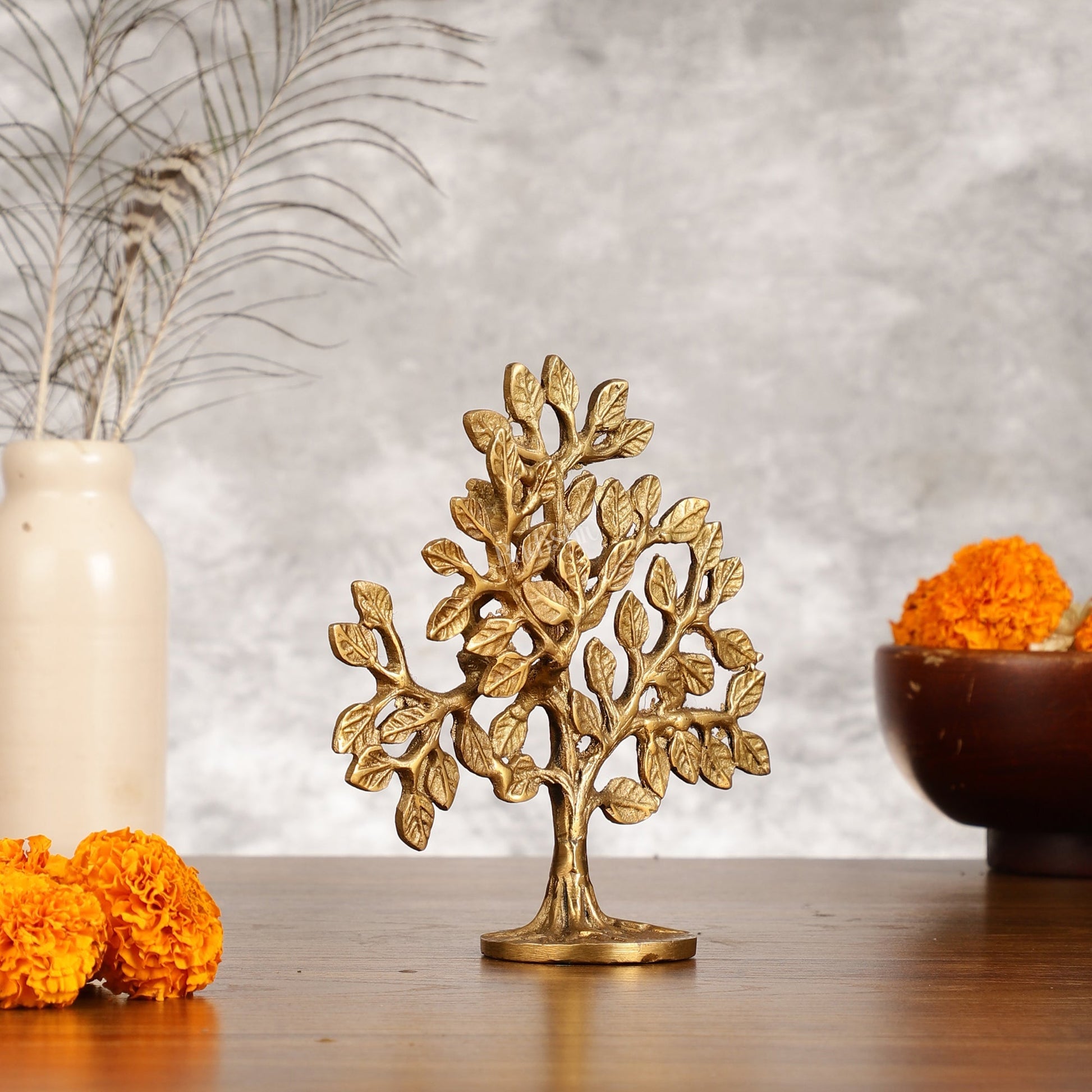 Pure Brass Handcrafted Kalpavriksha Tree - Table Standing 6"