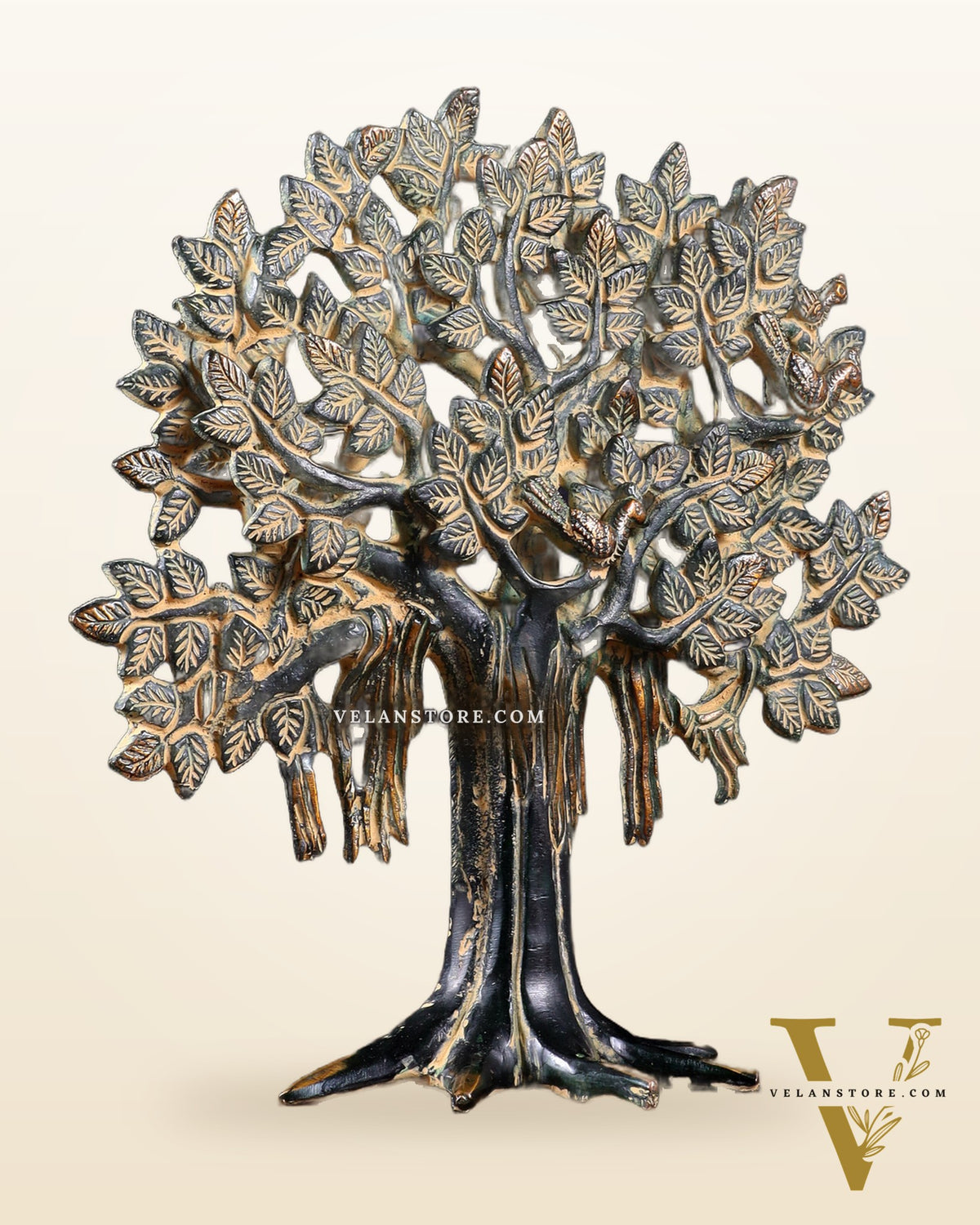 Pure Brass Handcrafted Kalpavriksha Tree - Table Standing 9" sand finish