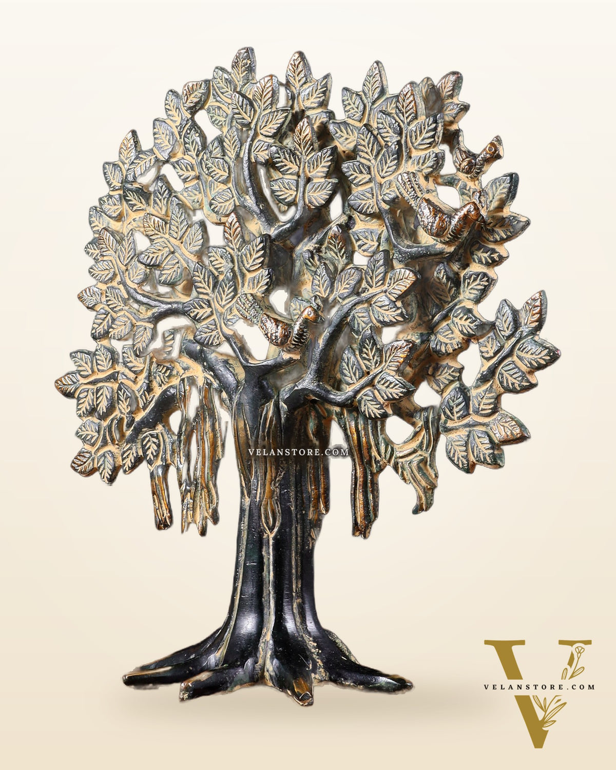 Pure Brass Handcrafted Kalpavriksha Tree - Table Standing 9" sand finish