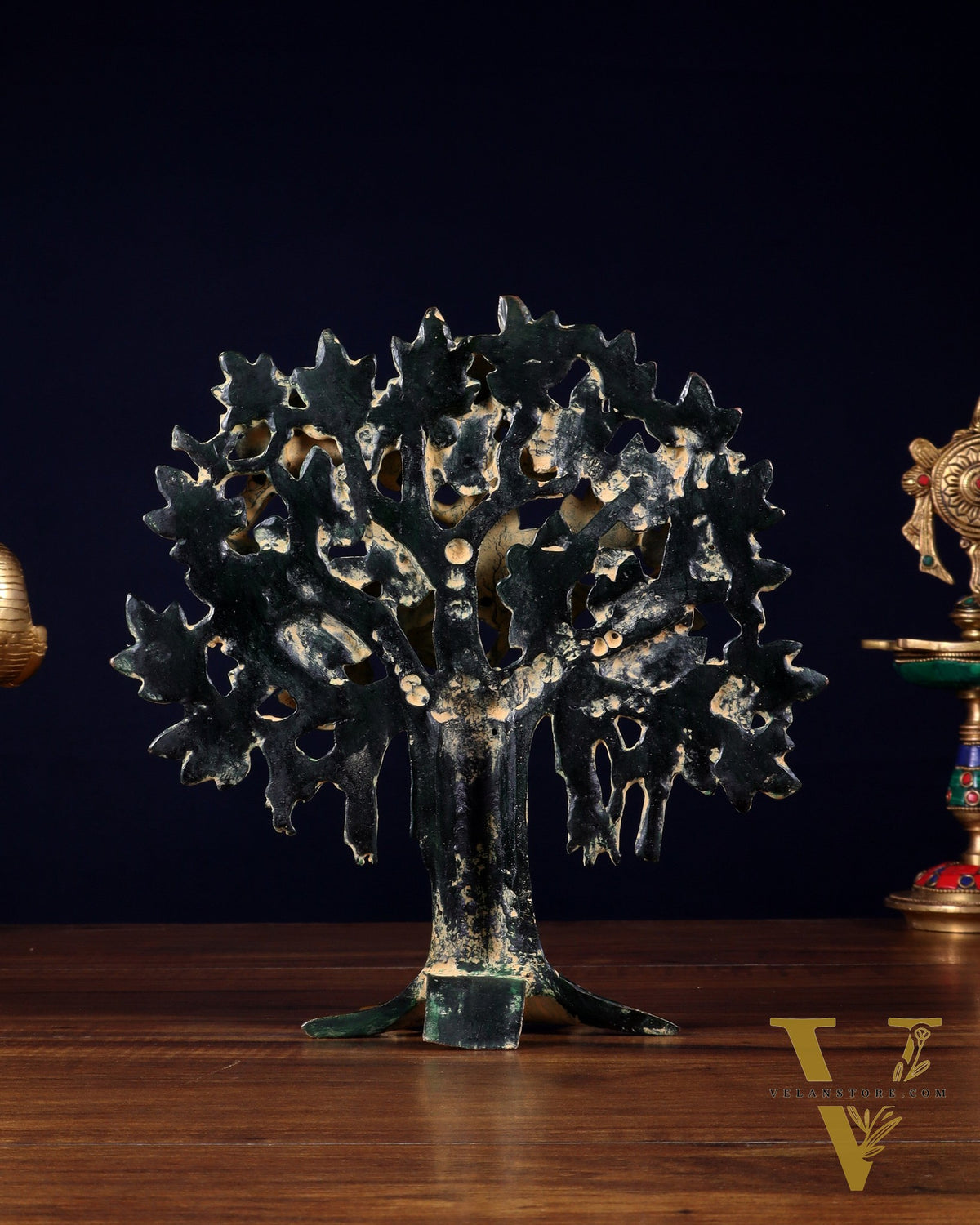 Pure Brass Handcrafted Kalpavriksha Tree - Table Standing 9" sand finish
