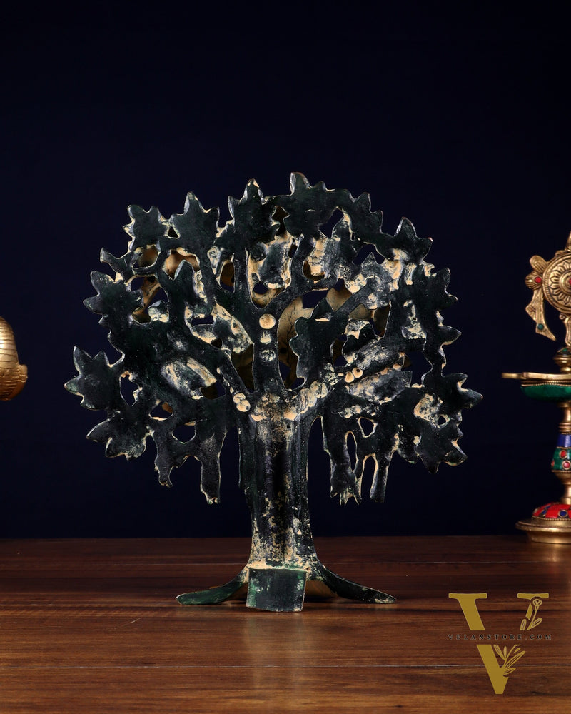 Pure Brass Handcrafted Kalpavriksha Tree - Table Standing 9" sand finish