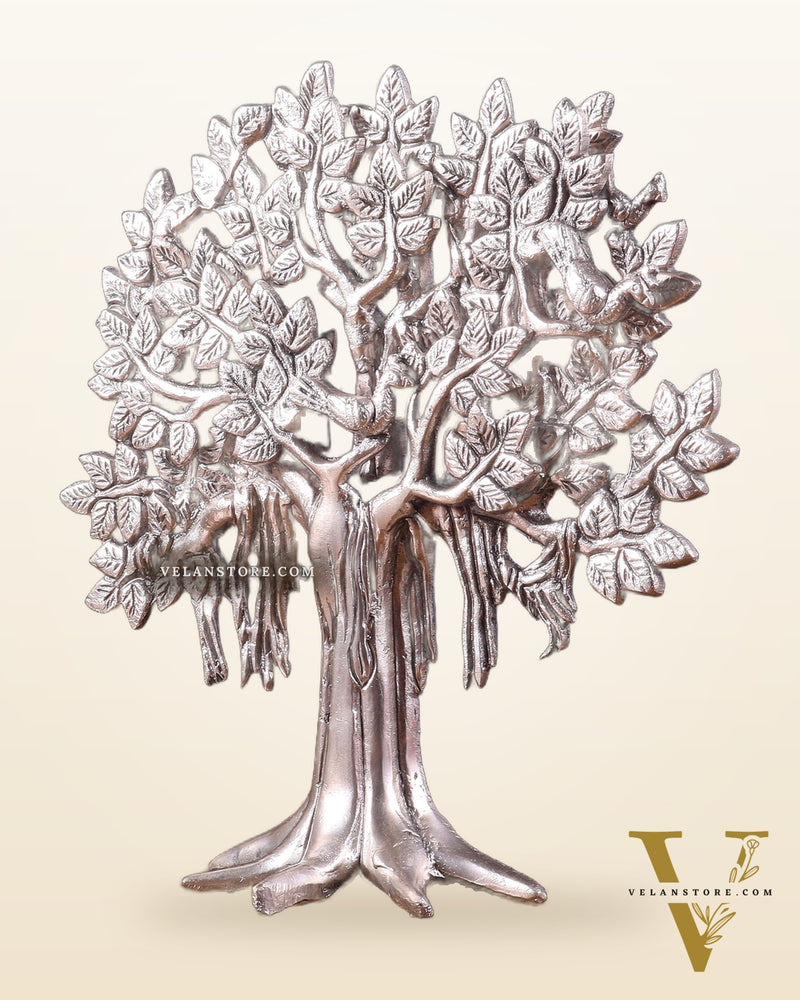 Pure Brass Handcrafted Kalpavriksha Tree - Table Standing 9" silver plated
