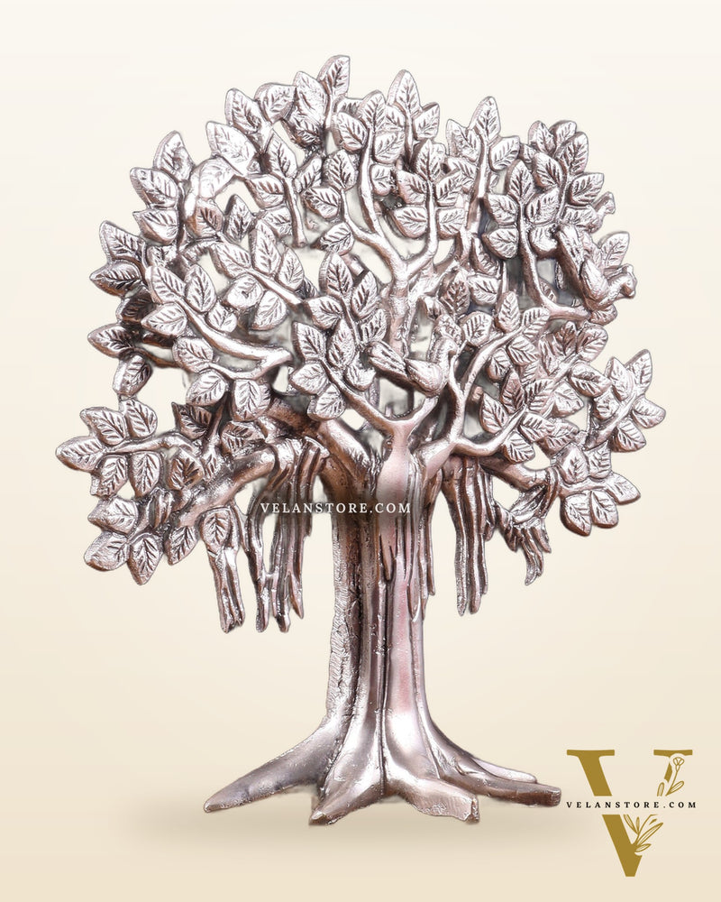 Pure Brass Handcrafted Kalpavriksha Tree - Table Standing 9" silver plated