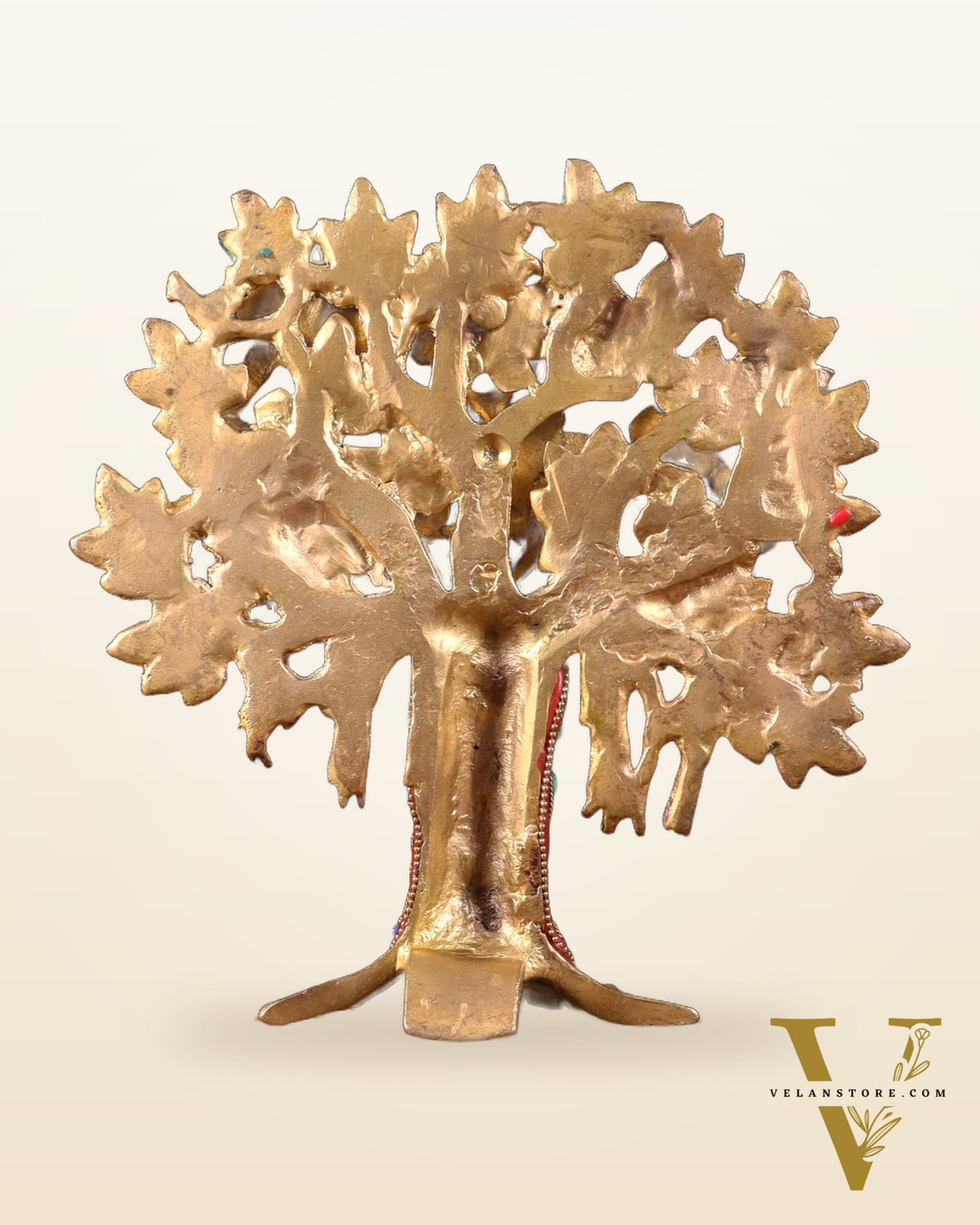 Pure Brass Handcrafted Kalpavriksha Tree - Table Standing 9" stonework