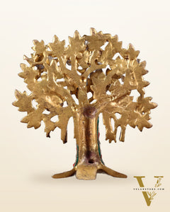 Pure Brass Handcrafted Kalpavriksha Tree - Table Standing 9" stonework