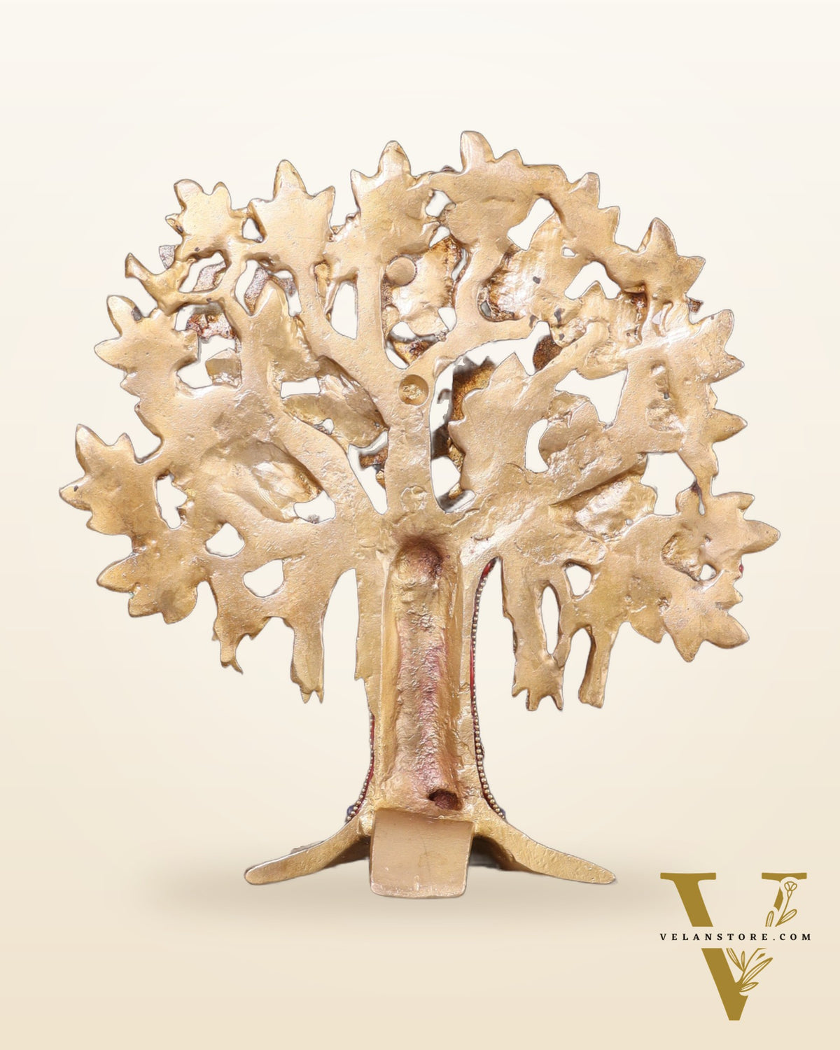 Pure Brass Handcrafted Kalpavriksha Tree - Table Standing 9" stonework