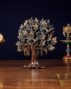 Pure Brass Handcrafted Kalpavriksha Tree - Table Standing 9" vintage tone