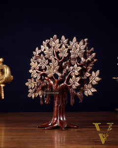 Pure Brass Handcrafted Kalpavriksha Tree - Table Standing 9" vintage tone