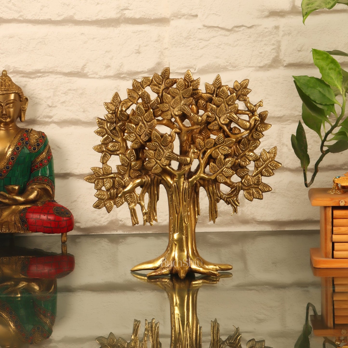Pure Brass Handcrafted Kalpavriksha Tree - Table Standing 9"