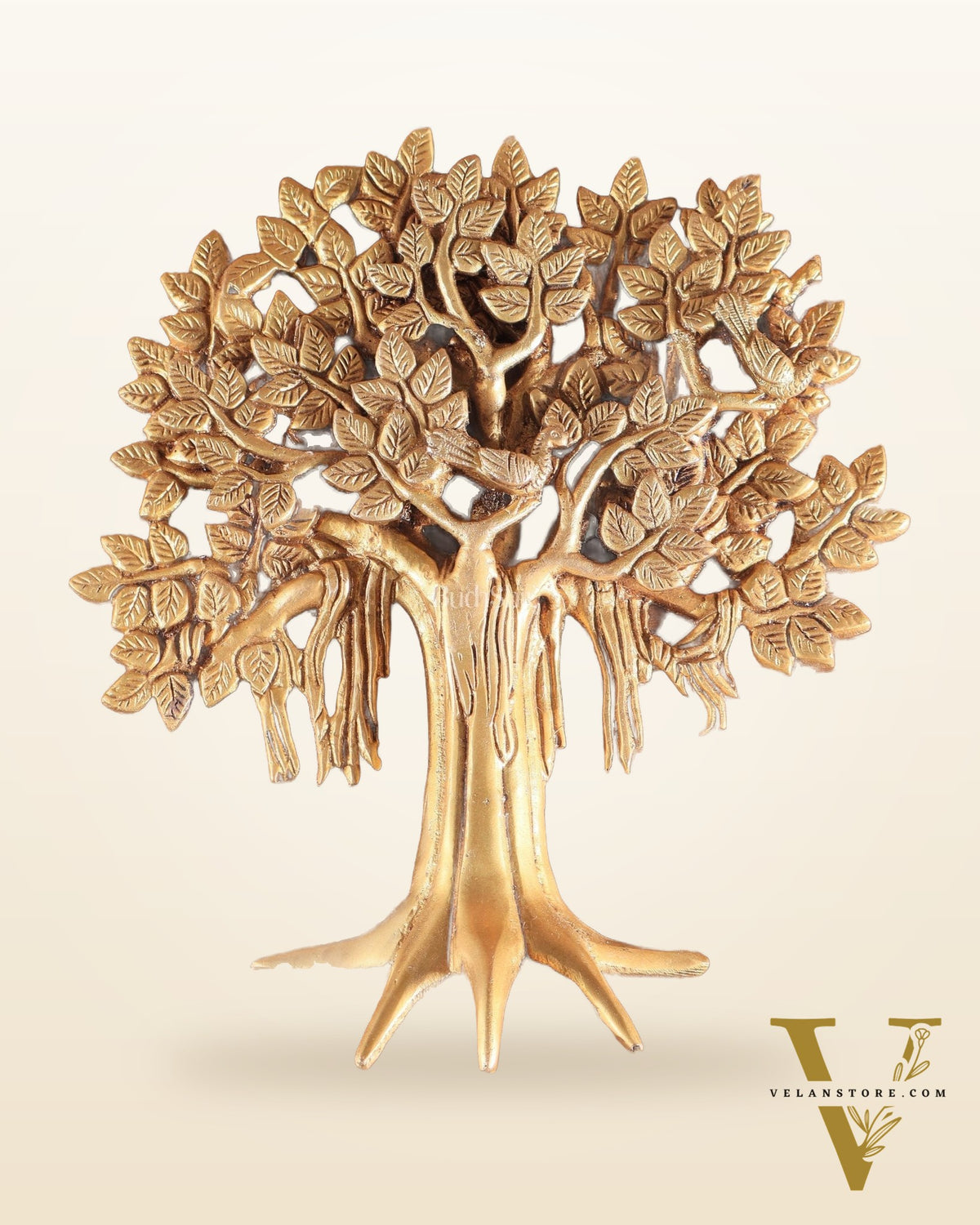 Pure Brass Handcrafted Kalpavriksha Tree Wall Hanging – Symbol of Prosperity 9"