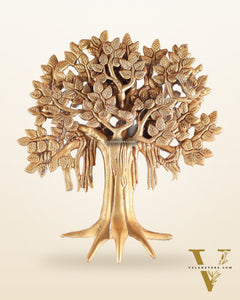 Pure Brass Handcrafted Kalpavriksha Tree Wall Hanging – Symbol of Prosperity 9"