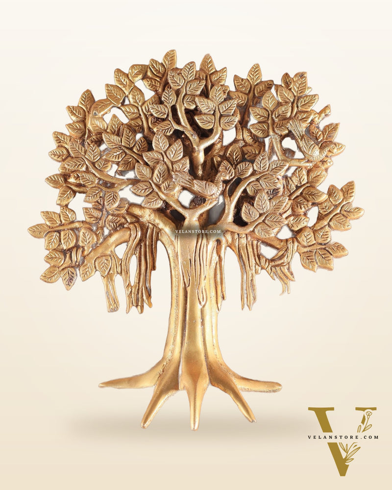 Pure Brass Handcrafted Kalpavriksha Tree Wall Hanging – Symbol of Prosperity 9"