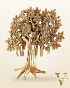 Pure Brass Handcrafted Kalpavriksha Tree Wall Hanging – Symbol of Prosperity 9"