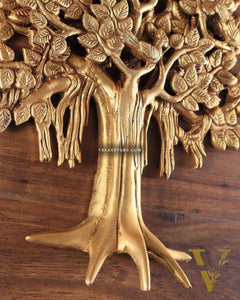 Pure Brass Handcrafted Kalpavriksha Tree Wall Hanging – Symbol of Prosperity 9"