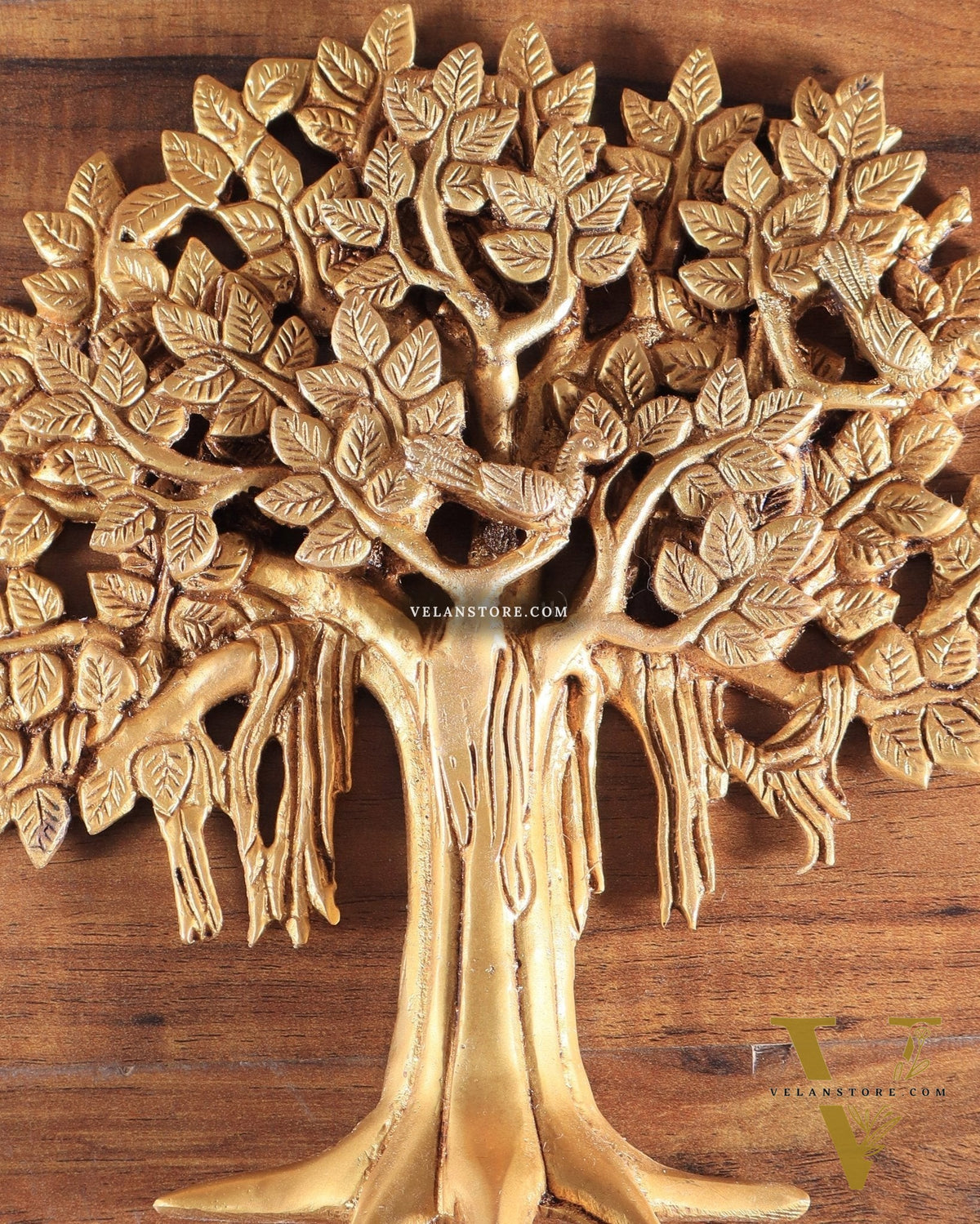 Pure Brass Handcrafted Kalpavriksha Tree Wall Hanging – Symbol of Prosperity 9"
