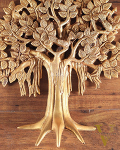 Pure Brass Handcrafted Kalpavriksha Tree Wall Hanging – Symbol of Prosperity 9"