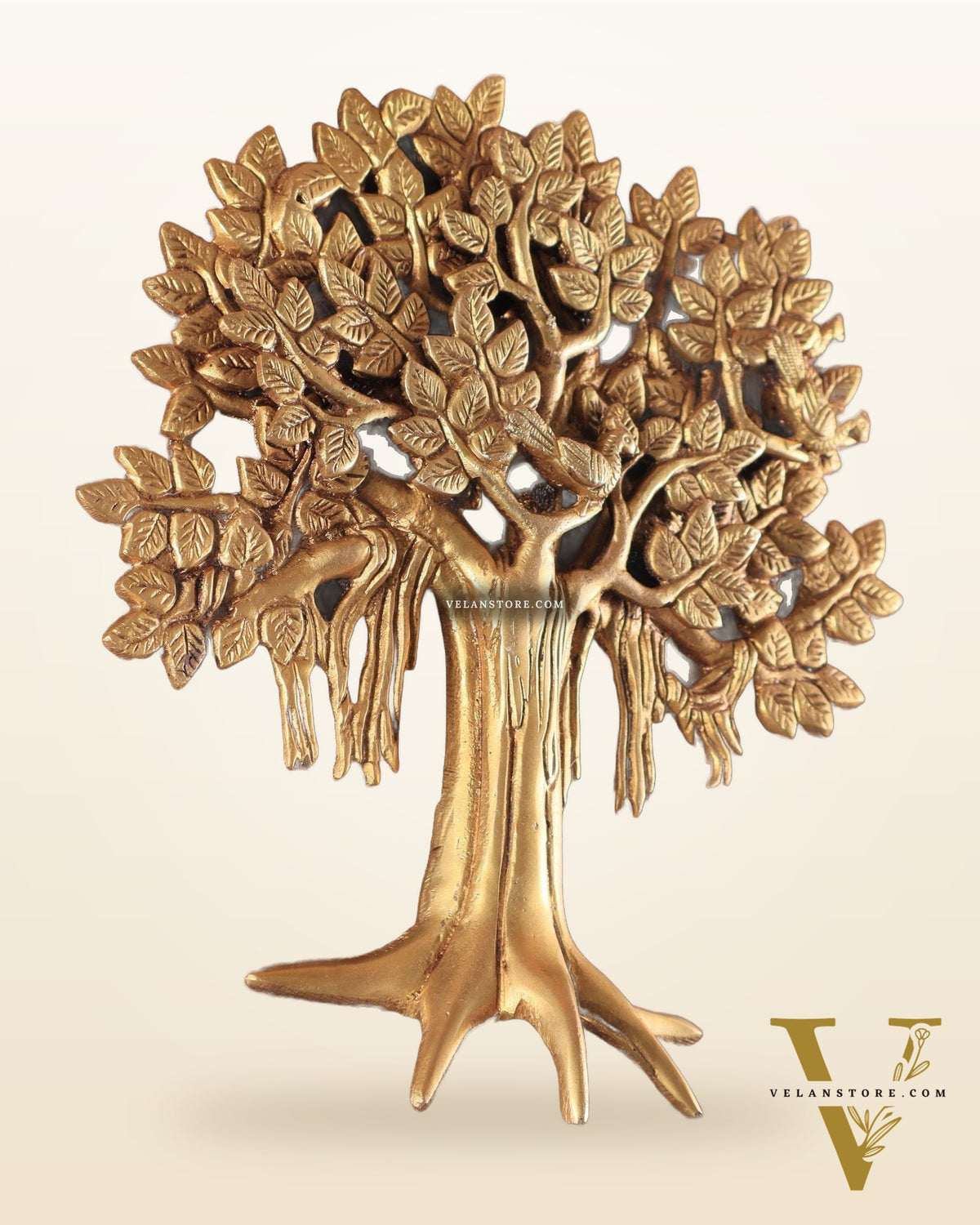 Pure Brass Handcrafted Kalpavriksha Tree Wall Hanging – Symbol of Prosperity 9"