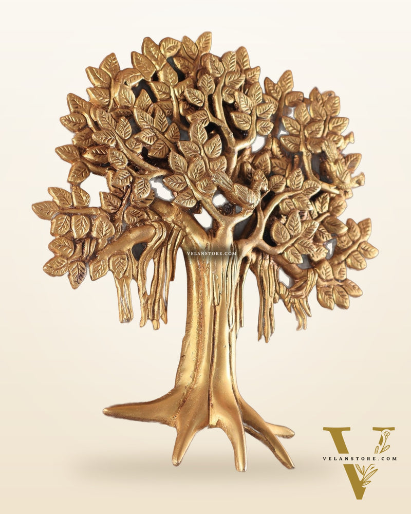 Pure Brass Handcrafted Kalpavriksha Tree Wall Hanging – Symbol of Prosperity 9"