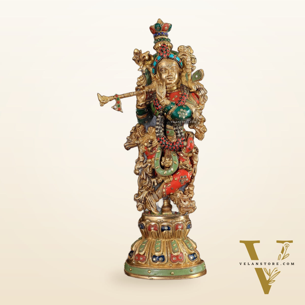 Pure Brass Handcrafted Krishna Statue 21 inch