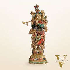 Pure Brass Handcrafted Krishna Statue 21 inch