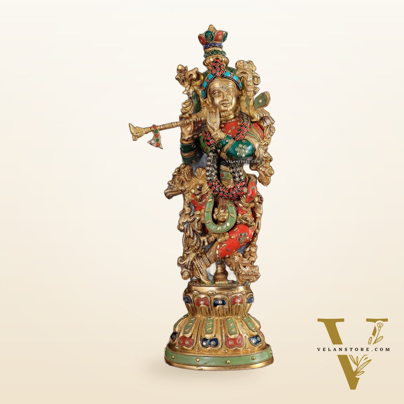 Pure Brass Handcrafted Krishna Statue 21 inch