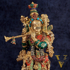 Pure Brass Handcrafted Krishna Statue 21 inch