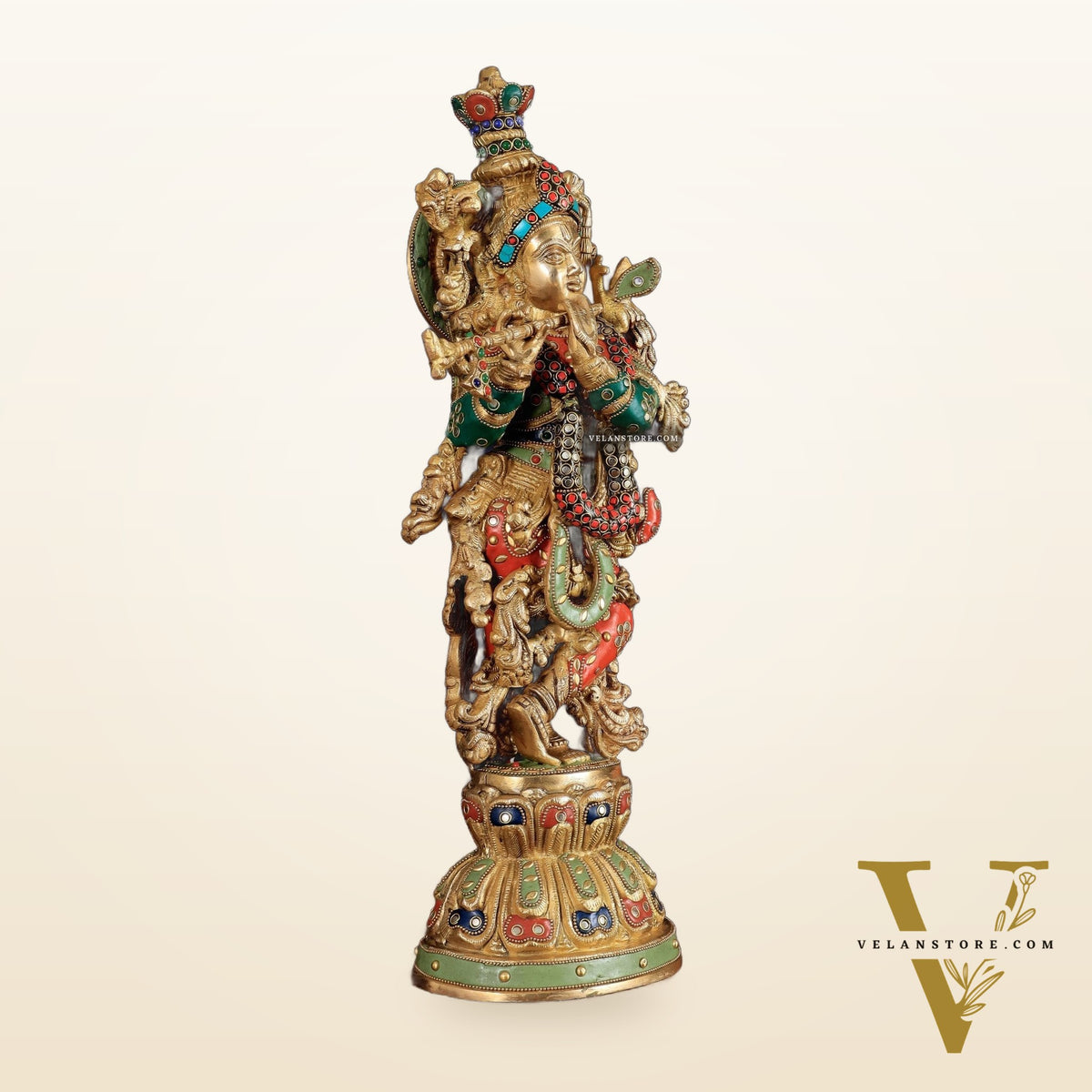 Pure Brass Handcrafted Krishna Statue 21 inch