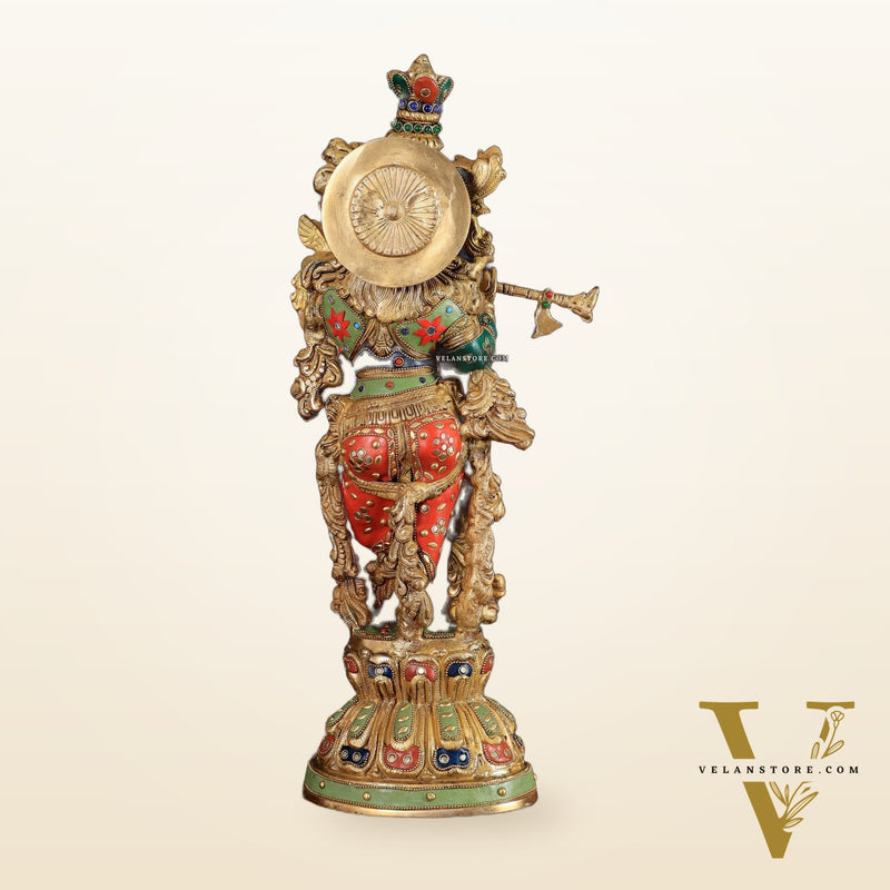 Pure Brass Handcrafted Krishna Statue 21 inch