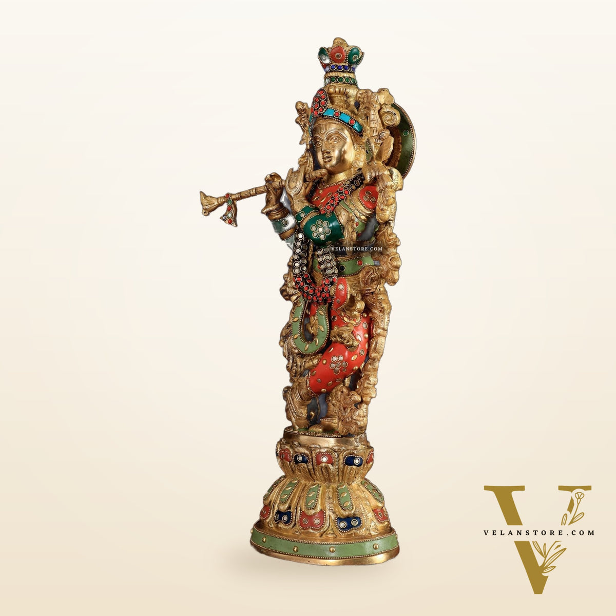 Pure Brass Handcrafted Krishna Statue 21 inch