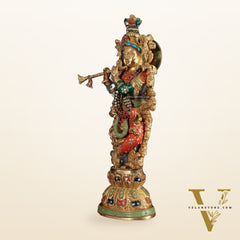 Pure Brass Handcrafted Krishna Statue 21 inch