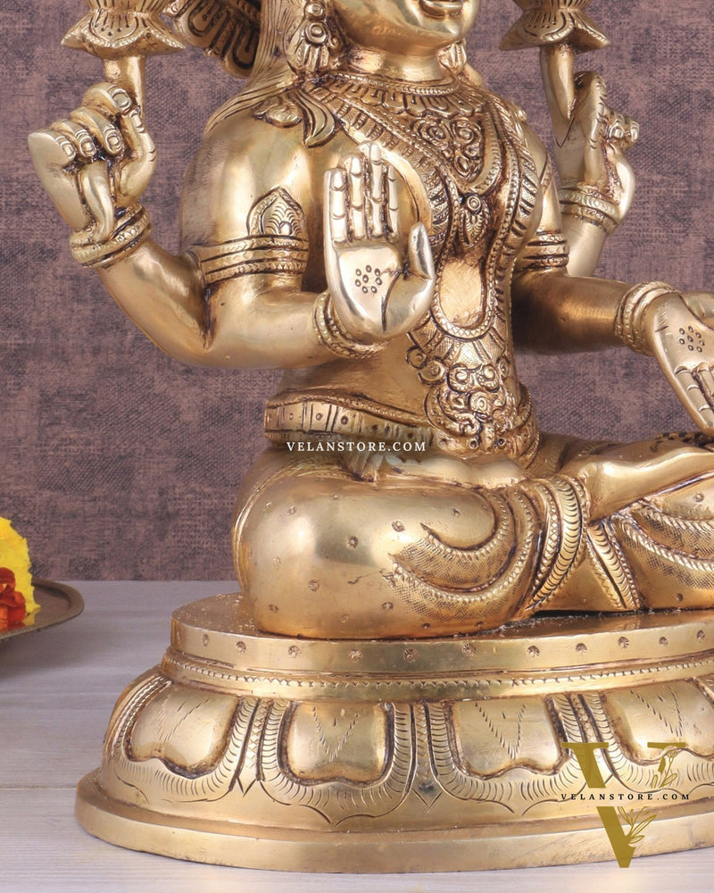 Pure Brass Handcrafted Lakshmi idol 14"