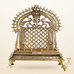 Pure Brass Handcrafted Large Singhasan for Deities - 13.5"