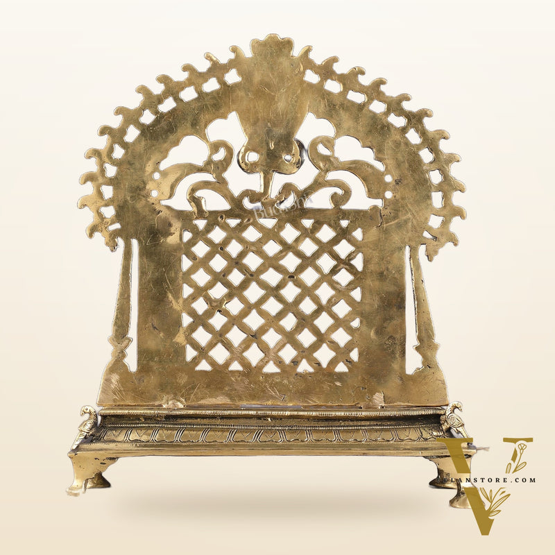 Pure Brass Handcrafted Large Singhasan for Deities - 13.5"