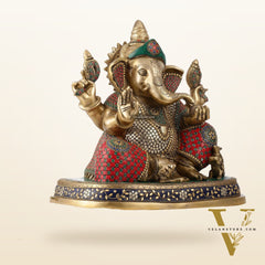 Pure Brass Handcrafted Lord Ganesha Statue - 16 inch