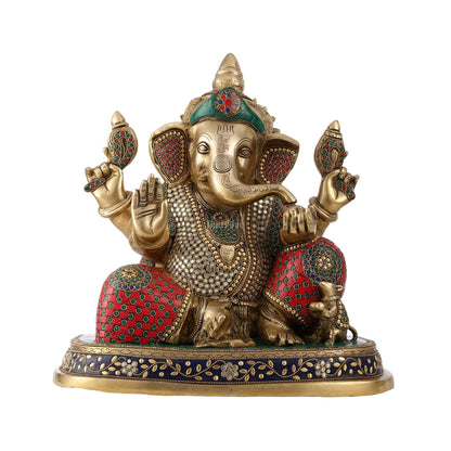 Pure Brass Handcrafted Lord Ganesha Statue - 16 inch