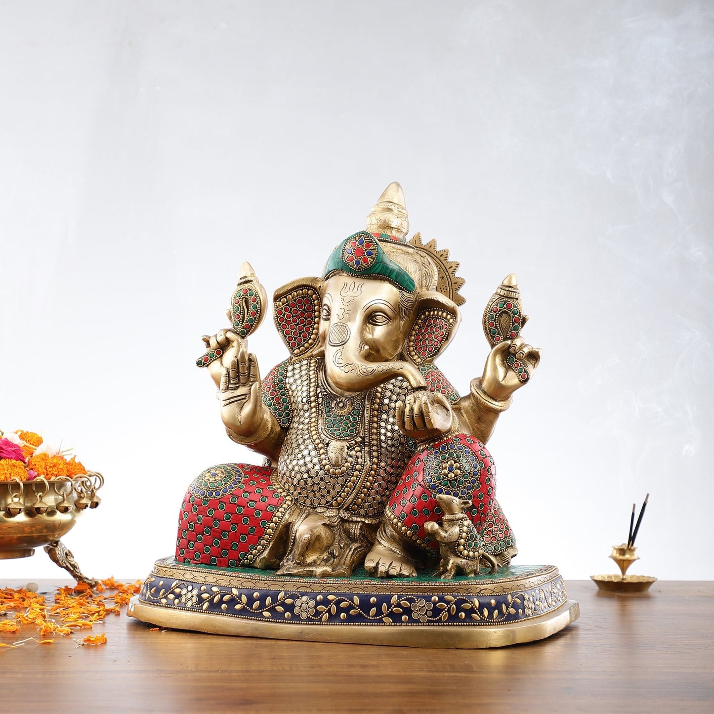 Pure Brass Handcrafted Lord Ganesha Statue - 16 inch