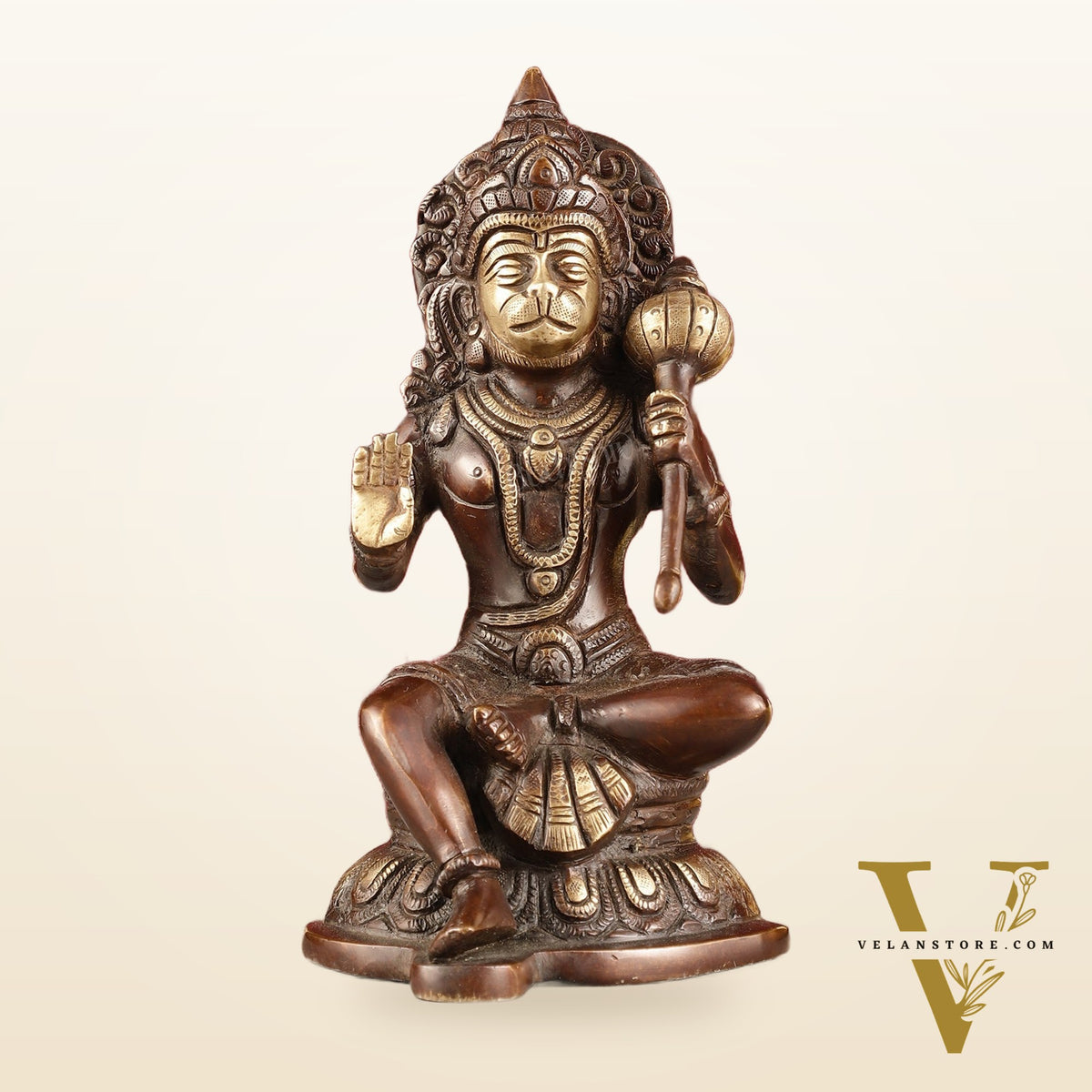 Pure Brass Handcrafted lord Hanuman Idol - 8" antique chola