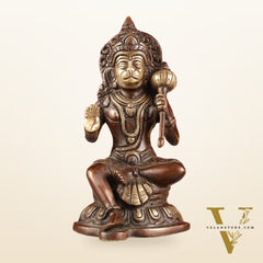 Pure Brass Handcrafted lord Hanuman Idol - 8" antique chola