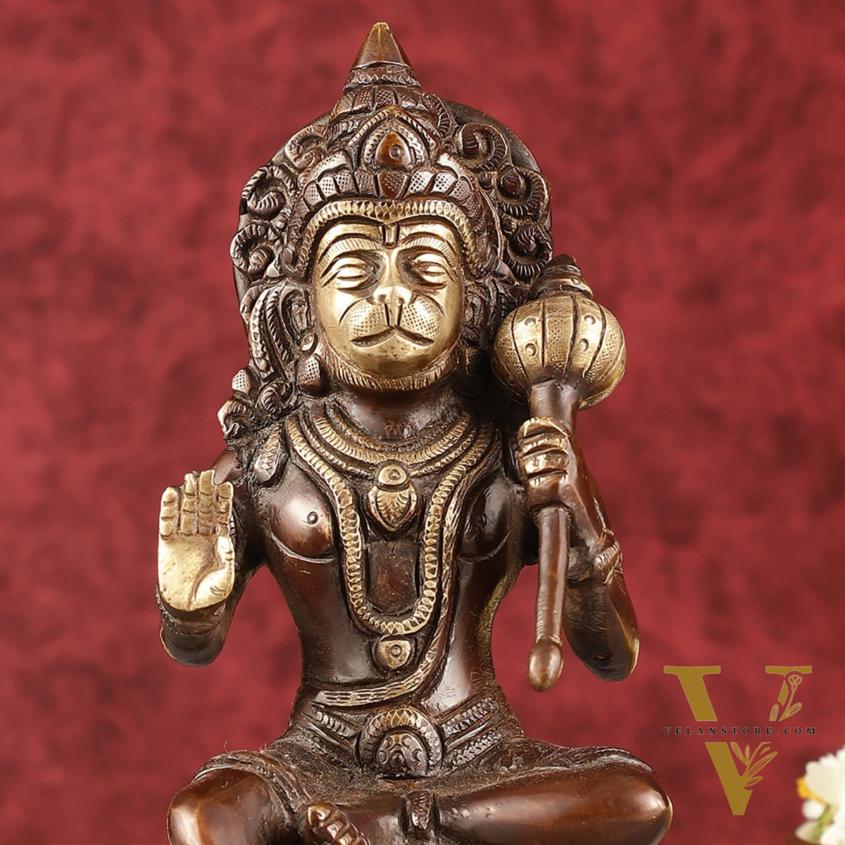 Pure Brass Handcrafted lord Hanuman Idol - 8" antique chola
