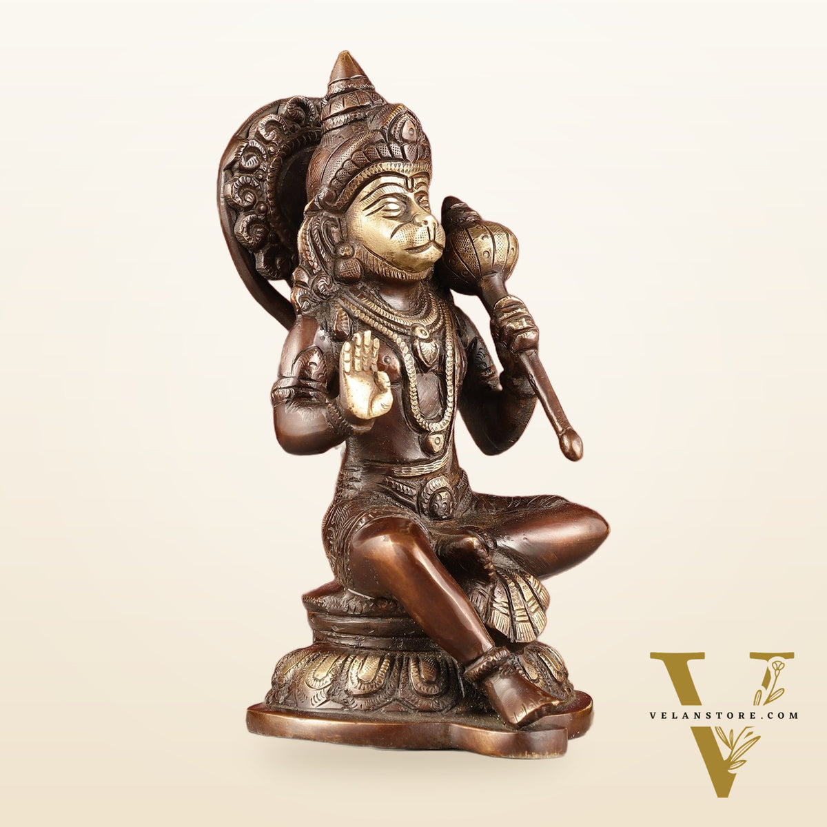 Pure Brass Handcrafted lord Hanuman Idol - 8" antique chola