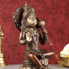 Pure Brass Handcrafted lord Hanuman Idol - 8" antique chola