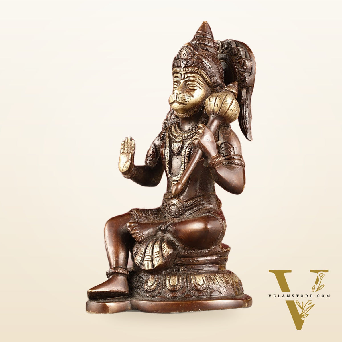 Pure Brass Handcrafted lord Hanuman Idol - 8" antique chola