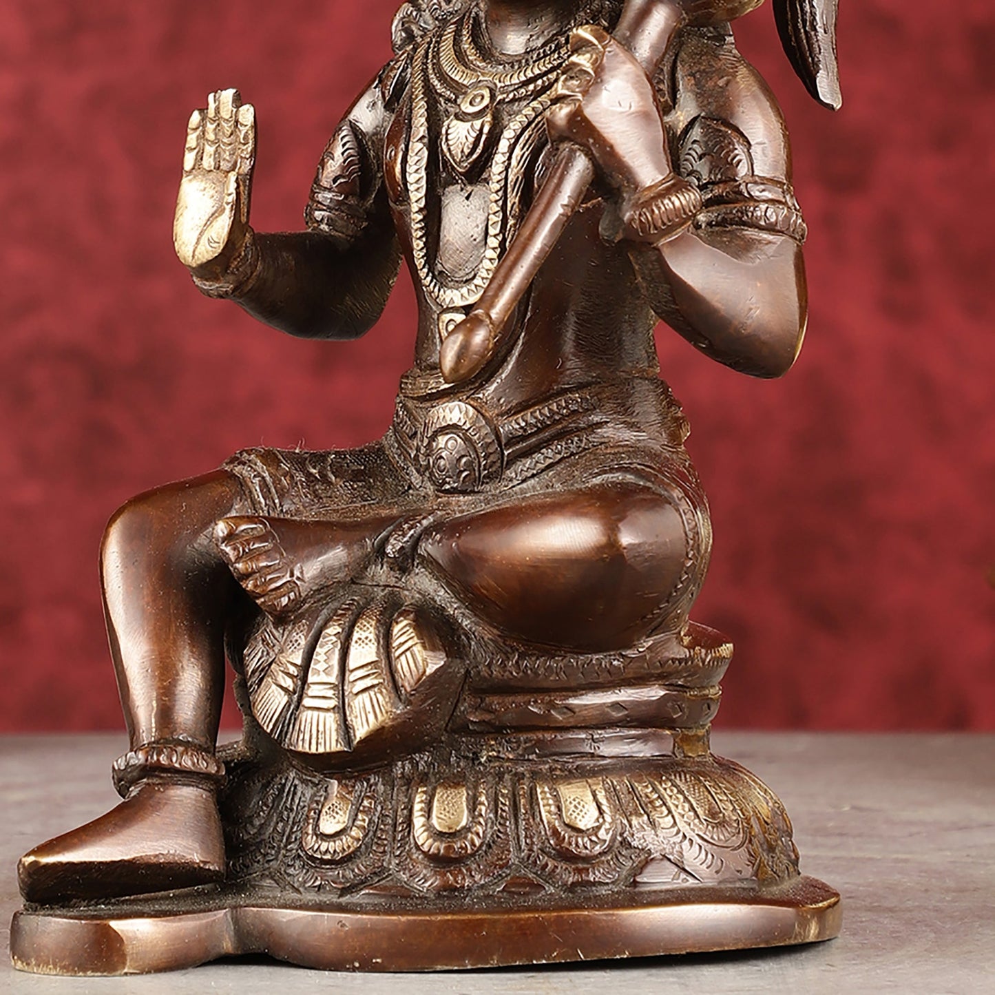 Pure Brass Handcrafted lord Hanuman Idol - 8" antique chola