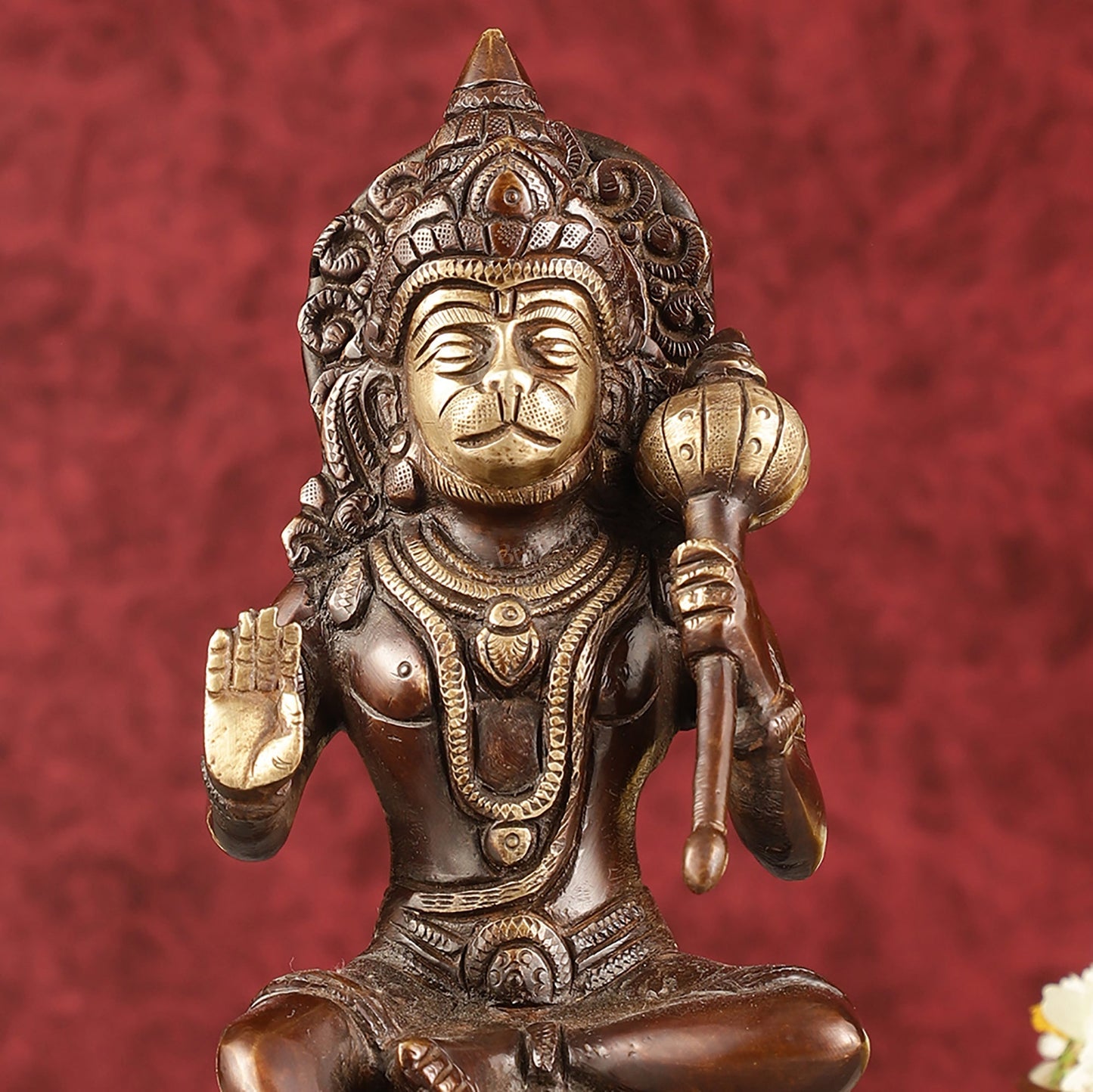 Pure Brass Handcrafted lord Hanuman Idol - 8" antique chola
