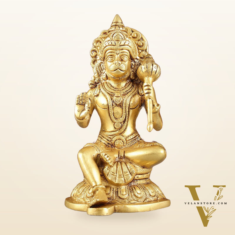 Pure Brass Handcrafted lord Hanuman Idol - 8"