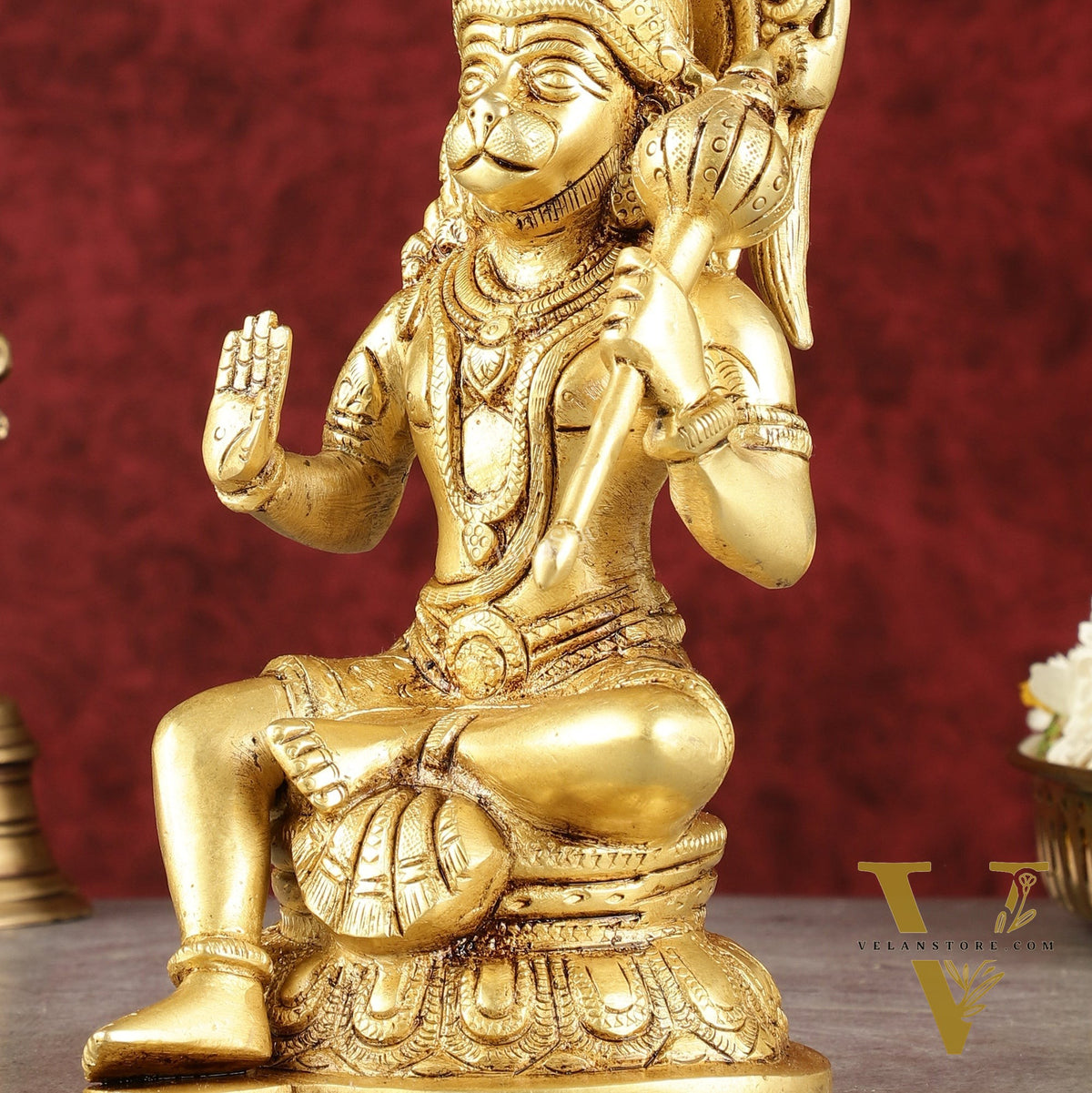 Pure Brass Handcrafted lord Hanuman Idol - 8"