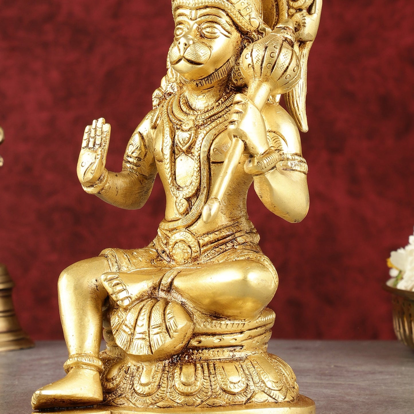 Pure Brass Handcrafted lord Hanuman Idol - 8"